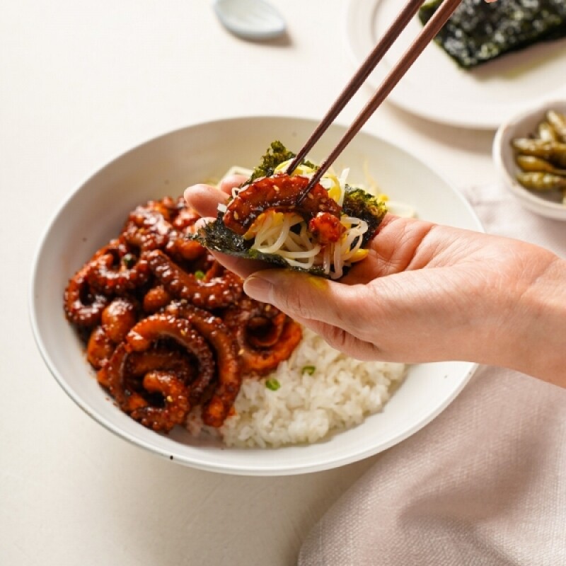 우주푸드빌몰 ,교동낙지 450g 캠핑요리 간편식 밀키트 간편조리 저녁 메뉴 덮밥  낙지볶음